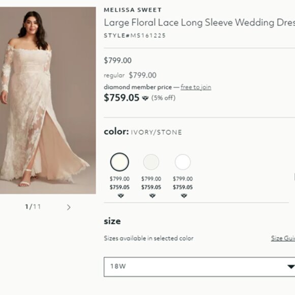 melissa sweet large floral lace long sleeve wedding dress Large Floral Lace Long Sleeve Wedding Dress